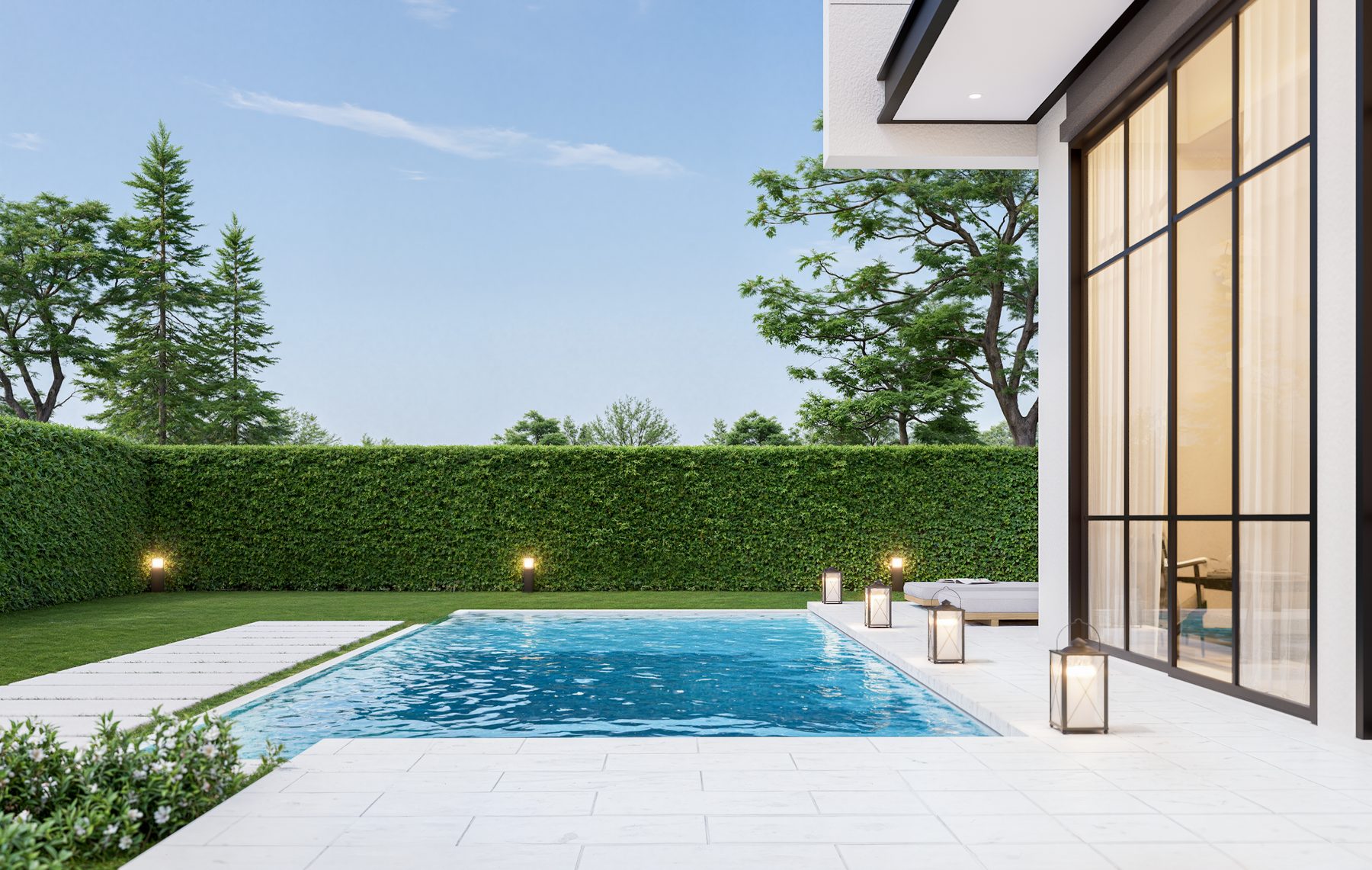 Private courtyard swimming pool and terrace
