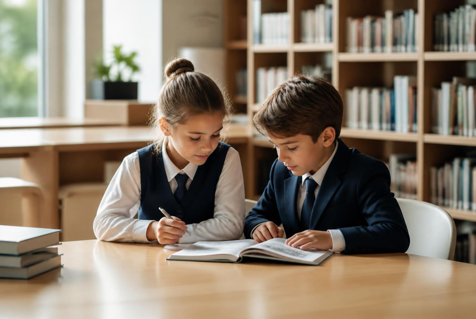 Children studying at an international school